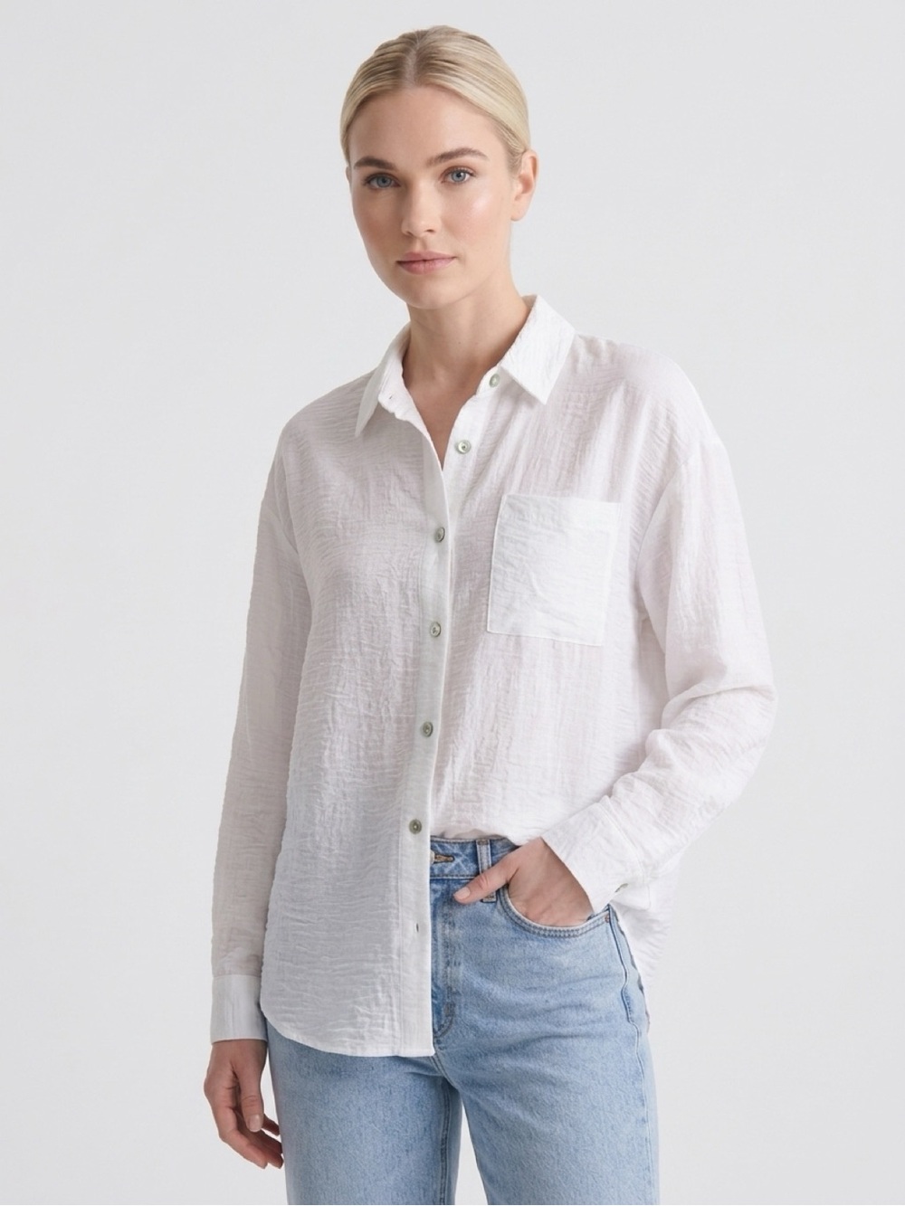 White long sleeve button up shirt